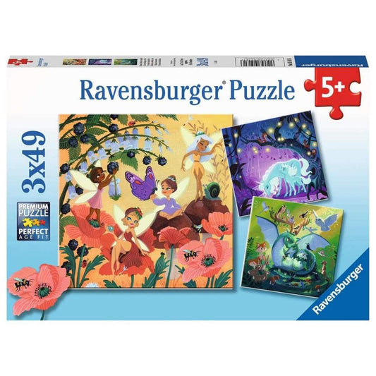 Ravensburger Kinderpuzzle 05181 - Einhorn, Drache und Fee - 3x49 Teile
