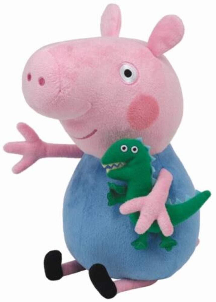 ty Peppa Pig World Plüsch George Pig mit Dino, 15 cm